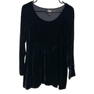 Eileen Fisher Womens Velvet Tunic Top XS Black